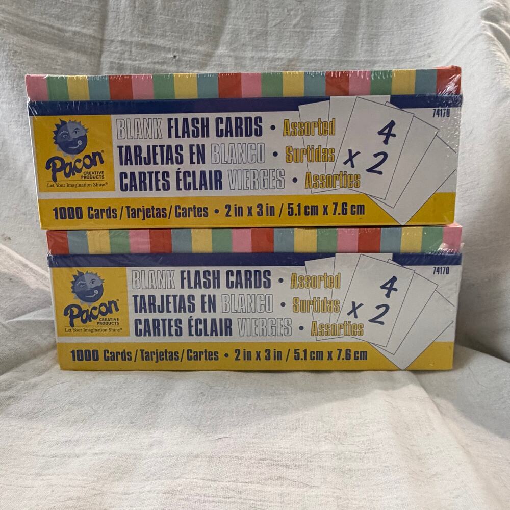 Pacon 74170 Blank Flash Cards 1000 Count Unruled Assorted Colors USA Made